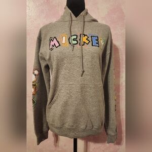 Mickey Graphic Pullover Hoodie - Gray with Multicolor Lettering